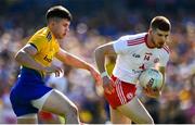 13 July 2019; Cathal McShane of Tyrone in action against Conor Daly of Roscommon during the GAA Football All-Ireland Senior Championship Quarter-Final Group 2 Phase 1 match between Roscommon and Tyrone at Dr Hyde Park in Roscommon. Photo by Brendan Moran/Sportsfile