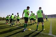 13 July 2019; Republic of Ireland players, including Andrew Omobamidele during a training session prior to the start of the 2019 UEFA European U19 Championships at the FFA Technical Centre in Yerevan, Armenia. Photo by Stephen McCarthy/Sportsfile