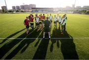 13 July 2019; Republic of Ireland head coach Tom Mohan speaks to his players during a training session prior to the start of the 2019 UEFA European U19 Championships at the FFA Technical Centre in Yerevan, Armenia. Photo by Stephen McCarthy/Sportsfile