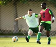 13 July 2019; Festy Ebosele, right, and Joe Hodge during a Republic of Ireland training session prior to the start of the 2019 UEFA European U19 Championships at the FFA Technical Centre in Yerevan, Armenia. Photo by Stephen McCarthy/Sportsfile