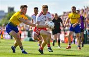 13 July 2019; Peter Harte of Tyrone in action against Conor Daly of Roscommon during the GAA Football All-Ireland Senior Championship Quarter-Final Group 2 Phase 1 match between Roscommon and Tyrone at Dr Hyde Park in Roscommon. Photo by Brendan Moran/Sportsfile