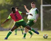13 July 2019; Festy Ebosele and Kameron Ledwidge, right, during a Republic of Ireland training session prior to the start of the 2019 UEFA European U19 Championships at the FFA Technical Centre in Yerevan, Armenia. Photo by Stephen McCarthy/Sportsfile