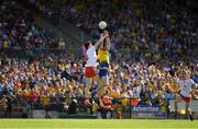 13 July 2019; Diarmuid Murtagh of Roscommon in action against Rory Brennan of Tyrone during the GAA Football All-Ireland Senior Championship Quarter-Final Group 2 Phase 1 match between Roscommon and Tyrone at Dr Hyde Park in Roscommon. Photo by Brendan Moran/Sportsfile