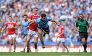 13 July 2019; Cian O’Sullivan of Dublin in action against Seán White of Cork during the GAA Football All-Ireland Senior Championship Quarter-Final Group 2 Phase 1 match between Dublin and Cork at Croke Park in Dublin. Photo by Eóin Noonan/Sportsfile