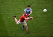 13 July 2019; Ruairí Deane of Cork in action against David Byrne of Dublin during the GAA Football All-Ireland Senior Championship Quarter-Final Group 2 Phase 1 match between Dublin and Cork at Croke Park in Dublin. Photo by Daire Brennan/Sportsfile