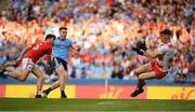 13 July 2019; Mark White of Cork saves a shot on goal by John Small of Dublin during the GAA Football All-Ireland Senior Championship Quarter-Final Group 2 Phase 1 match between Dublin and Cork at Croke Park in Dublin. Photo by Eóin Noonan/Sportsfile