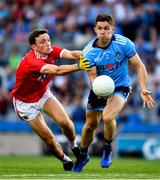 13 July 2019; David Byrne of Dublin in action against Mark Collins of Cork during the GAA Football All-Ireland Senior Championship Quarter-Final Group 2 Phase 1 match between Dublin and Cork at Croke Park in Dublin. Photo by Ray McManus/Sportsfile