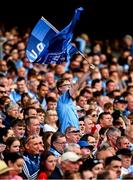 13 July 2019; A Dublin supporter, in the Cusack Stand, celebrates a score during the GAA Football All-Ireland Senior Championship Quarter-Final Group 2 Phase 1 match between Dublin and Cork at Croke Park in Dublin. Photo by Ray McManus/Sportsfile