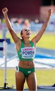 13 July 2019; Nadia Power celebrates finishing third in the final of the Women's 800m event during day three of the European U23 Athletics Championships at the Gunder Hägg Stadium in Gävle, Sweden. Photo by Giancarlo Colombo/Sportsfile