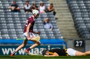 14 July 2019; Greg Thomas of Galway celebrates after scoring his side's first goal of the game during the Electric Ireland GAA Hurling All-Ireland Minor Championship quarter-final match between Kilkenny and Galway at Croke Park in Dublin. Photo by Ramsey Cardy/Sportsfile