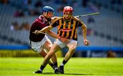 14 July 2019; Colman O'Sullivan of Kilkenny  in action against Éanna Davoren of Galway  during the Electric Ireland GAA Hurling All-Ireland Minor Championship quarter-final match between Kilkenny and Galway at Croke Park in Dublin. Photo by Ray McManus/Sportsfile