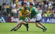 14 July 2019; Hugh McFadden of Donegal in action against Shane McEntee of Meath during the GAA Football All-Ireland Senior Championship Quarter-Final Group 1 Phase 1 match between Donegal and Meath at MacCumhaill Park in Ballybofey, Donegal. Photo by Daire Brennan/Sportsfile