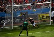 14 July 2019; Kilkenny goalkeeper Eoin Murphy fails to save the penalty by Patrick Horgan of Cork during the GAA Hurling All-Ireland Senior Championship quarter-final match between Kilkenny and Cork at Croke Park in Dublin. Photo by Ramsey Cardy/Sportsfile