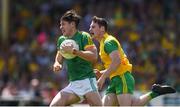 14 July 2019; Séamus Lavin of Meath in action against Jamie Brennan of Donegal during the GAA Football All-Ireland Senior Championship Quarter-Final Group 1 Phase 1 match between Donegal and Meath at MacCumhaill Park in Ballybofey, Donegal. Photo by Daire Brennan/Sportsfile