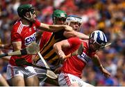 14 July 2019; TJ Reid of Kilkenny in action against Mark Coleman, left, and Sean O'Donoghue of Cork during the GAA Hurling All-Ireland Senior Championship quarter-final match between Kilkenny and Cork at Croke Park in Dublin. Photo by Ramsey Cardy/Sportsfile