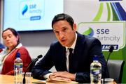 14 July 2019; FAI General Manager for Football Services and Partnerships Noel Mooney speaking at a press conference during Day 2 of the National League Strategic Planning weekend at at FAI Headquarters in Abbotstown, Dublin. Photo by Sam Barnes/Sportsfile