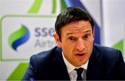 14 July 2019; FAI General Manager for Football Services and Partnerships Noel Mooney speaking at a press conference during Day 2 of the National League Strategic Planning weekend at at FAI Headquarters in Abbotstown, Dublin. Photo by Sam Barnes/Sportsfile