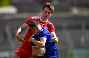 14 July 2019; Darragh Treanor of Monaghan is tackled by Mark Devlin of Tyrone during the Electric Ireland Ulster GAA Football Minor Championship Final match between Monaghan and Tyrone at Athletic Grounds in Armagh. Photo by Piaras Ó Mídheach/Sportsfile