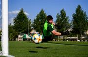 14 July 2019; Goalkeeper George McMahon puts the all wide during a Republic of Ireland training session ahead of his side's opening game of the 2019 UEFA European U19 Championships at the FFA Technical Centre in Yerevan, Armenia. Photo by Stephen McCarthy/Sportsfile
