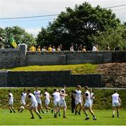 14 July 2019; Supporters watch the Meath team warm-up ahead of the GAA Football All-Ireland Senior Championship Quarter-Final Group 1 Phase 1 match between Donegal and Meath at MacCumhaill Park in Ballybofey, Donegal. Photo by Daire Brennan/Sportsfile