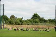 14 July 2019; The Donegal team warm-up ahead of the GAA Football All-Ireland Senior Championship Quarter-Final Group 1 Phase 1 match between Donegal and Meath at MacCumhaill Park in Ballybofey, Donegal. Photo by Daire Brennan/Sportsfile