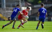 14 July 2019; Daniel Fullerton of Tyrone in action against Jason Irwin, left, and Shane Hanratty of Monaghan during the Electric Ireland Ulster GAA Football Minor Championship Final match between Monaghan and Tyrone at Athletic Grounds in Armagh. Photo by Piaras Ó Mídheach/Sportsfile
