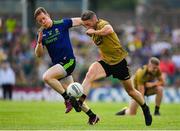 14 July 2019; Stephen O'Brien of Kerry in action against Donal Vaughan of Mayo during the GAA Football All-Ireland Senior Championship Quarter-Final Group 1 Phase 1 match between Kerry and Mayo at Fitzgerald Stadium in Killarney, Kerry. Photo by Brendan Moran/Sportsfile