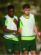 14 July 2019; Jonathan Afolabi, left, and Oisin McEntee during a Republic of Ireland training session ahead of their opening game of the 2019 UEFA European U19 Championships at the FFA Technical Centre in Yerevan, Armenia. Photo by Stephen McCarthy/Sportsfile