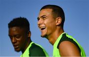14 July 2019; Ali Reghba and Jonathan Afolabi, left, during a Republic of Ireland training session ahead of their opening game of the 2019 UEFA European U19 Championships at the FFA Technical Centre in Yerevan, Armenia. Photo by Stephen McCarthy/Sportsfile