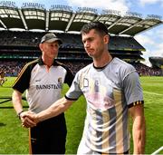 14 July 2019; Seamus Harnedy of Cork with Kilkenny manager Brian Cody after the GAA Hurling All-Ireland Senior Championship quarter-final match between Kilkenny and Cork at Croke Park in Dublin. Photo by Ray McManus/Sportsfile