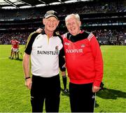 14 July 2019; Kilkenny manager Brian Cody and Dr Con Murphy of Cork after the GAA Hurling All-Ireland Senior Championship quarter-final match between Kilkenny and Cork at Croke Park in Dublin. Photo by Ray McManus/Sportsfile