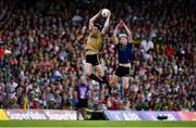 14 July 2019; David Moran of Kerry catches a kickout ahead of Fionn McDonagh of Mayo during the GAA Football All-Ireland Senior Championship Quarter-Final Group 1 Phase 1 match between Kerry and Mayo at Fitzgerald Stadium in Killarney, Kerry. Photo by Brendan Moran/Sportsfile