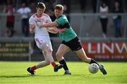 14 July 2019; Seán Óg McAleer of Tyrone in action against Oran Hartin of Derry during the EirGrid Ulster GAA Football U20 Championship Final match between Derry and Tyrone at Athletic Grounds in Armagh. Photo by Piaras Ó Mídheach/Sportsfile