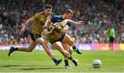 14 July 2019; James O'Donoghue of Kerry in action against Keith Higgins of Mayo during the GAA Football All-Ireland Senior Championship Quarter-Final Group 1 Phase 1 match between Kerry and Mayo at Fitzgerald Stadium in Killarney, Kerry. Photo by Brendan Moran/Sportsfile