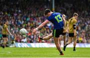 14 July 2019; Cillian O'Connor of Mayo kicks a point to make him the leading scorer in Championship history during the GAA Football All-Ireland Senior Championship Quarter-Final Group 1 Phase 1 match between Kerry and Mayo at Fitzgerald Stadium in Killarney, Kerry. Photo by Brendan Moran/Sportsfile