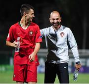 14 July 2019; Portugal head coach Filipe Ramos and Fábio Vieira following the 2019 UEFA European U19 Championships group A match between Italy and Portugal at Banants Stadium in Yerevan, Armenia. Photo by Stephen McCarthy/Sportsfile