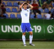 14 July 2019; Roberto Piccoli of Italy reacts during the 2019 UEFA European U19 Championships group A match between Italy and Portugal at Banants Stadium in Yerevan, Armenia. Photo by Stephen McCarthy/Sportsfile