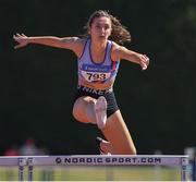 14 July 2019; Laura Gallagher from Dundrum South Dublin A.C. on her way to winning the Girls U17 300m Hurdles  during day three of the Irish Life Health National Juvenile Track & Field Championships at Tullamore Harriers Stadium in Tullamore, Co. Offaly.   Photo by Matt Browne/Sportsfile