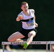 14 July 2019; Daragh McAuley from Donore Harriers Dublin on his way to winning the Boys U19 400m Hurdles during day three of the Irish Life Health National Juvenile Track & Field Championships at Tullamore Harriers Stadium in Tullamore, Co. Offaly. Photo by Matt Browne/Sportsfile