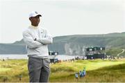 15 July 2019; Tiger Woods of USA on the 17th tee box during a practice round ahead of the 148th Open Championship at Royal Portrush in Portrush, Co. Antrim. Photo by Ramsey Cardy/Sportsfile