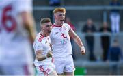 14 July 2019; Tyrone players Conall Grimes, left, and Ruairí Gormley celebrate after the EirGrid Ulster GAA Football U20 Championship Final match between Derry and Tyrone at Athletic Grounds in Armagh. Photo by Piaras Ó Mídheach/Sportsfile