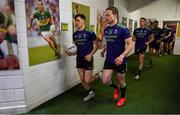 14 July 2019; Fergal Boland and Andy Moran of Mayo run out of the dressing room prior to the GAA Football All-Ireland Senior Championship Quarter-Final Group 1 Phase 1 match between Kerry and Mayo at Fitzgerald Stadium in Killarney, Kerry. Photo by Brendan Moran/Sportsfile