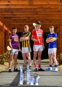15 July 2019; In attendance at the Bord Gáis Energy GAA Hurling U-20 Provincial Championship Finals preview are, from left, Eoin O’Leary of Wexford, Evan Shefflin of Kilkenny, Robert Downey of Cork and Jake Morris of Tipperary at Saint Annes Park in Dublin. Wexford will take on Kilkenny in the Leinster decider on Wednesday night at 7.30pm at Innovate Wexford Park while on July 23rd, Tipperary face Cork at Semple Stadium in the Munster decider. Throw-in there is 7.30pm. Photo by Sam Barnes/Sportsfile