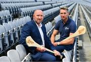 15 July 2019; To coincide with the Bord Gáis Energy GAA Hurling U-20 Provincial Championship Finals preview, Bord Gáis Energy announced two exclusive tours of Croke Park for Rewards Club customers with Cork's Brian Corcoran, left, and Kilkenny's Eddie Brennan. Photo by Sam Barnes/Sportsfile
