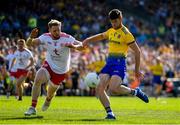 13 July 2019; Shane Killoran of Roscommon in action against Frank Burns of Tyrone during the GAA Football All-Ireland Senior Championship Quarter-Final Group 2 Phase 1 match between Roscommon and Tyrone at Dr Hyde Park in Roscommon. Photo by Brendan Moran/Sportsfile