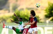 15 July 2019; Jonathan Afolabi of Republic of Ireland in action against Johan Hove, 15, and Colin Rosler of Norway during the 2019 UEFA European U19 Championships group B match between Norway and Republic of Ireland at FFA Academy Stadium in Yerevan, Armenia. Photo by Stephen McCarthy/Sportsfile