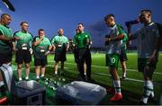 15 July 2019; Republic of Ireland head coach Tom Mohan speaks to his players following the 2019 UEFA European U19 Championships group B match between Norway and Republic of Ireland at FFA Academy Stadium in Yerevan, Armenia. Photo by Stephen McCarthy/Sportsfile