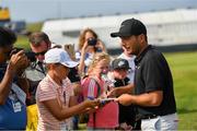 15 July 2019; Francesco Molinari signs autographs ahead of the 148th Open Championship at Royal Portrush in Portrush, Co. Antrim. Photo by Ramsey Cardy/Sportsfile