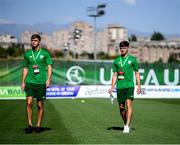 15 July 2019; Oisin McEntee, left, and Niall Morahan of Republic of Ireland prior to the 2019 UEFA European U19 Championships group B match between Norway and Republic of Ireland at FFA Academy Stadium in Yerevan, Armenia. Photo by Stephen McCarthy/Sportsfile