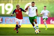 15 July 2019; Ali Reghba of Republic of Ireland and Edvard Tagseth of Norway during the 2019 UEFA European U19 Championships group B match between Norway and Republic of Ireland at FFA Academy Stadium in Yerevan, Armenia. Photo by Stephen McCarthy/Sportsfile